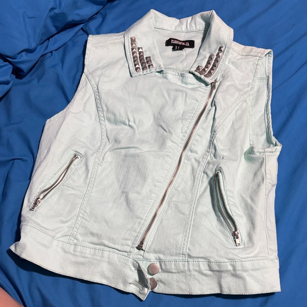 Forever 21 Mint Green Denim Vest